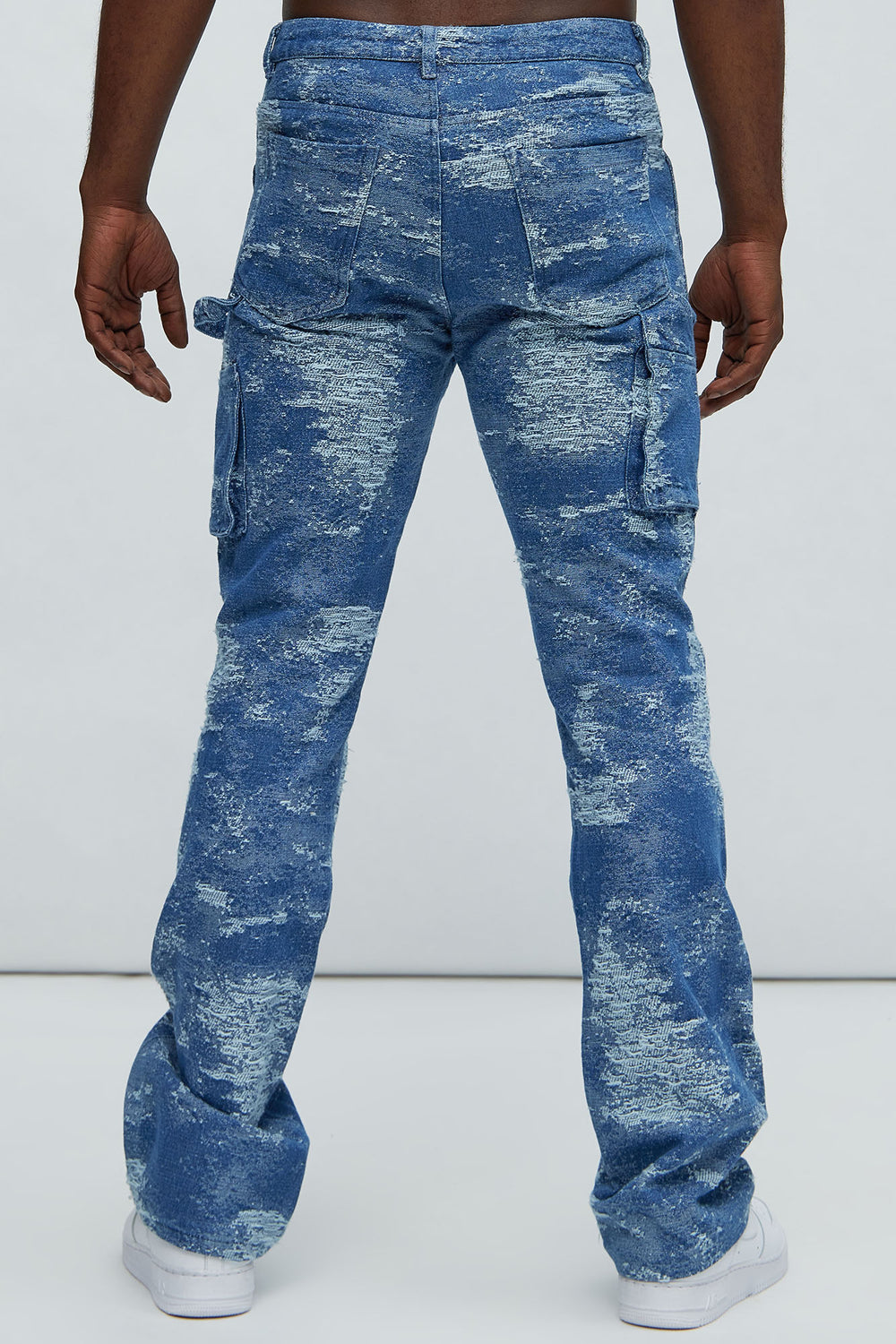 NovaMen Cloud 9 Textured Slim Flare Carpenter Jeans - Light Blue