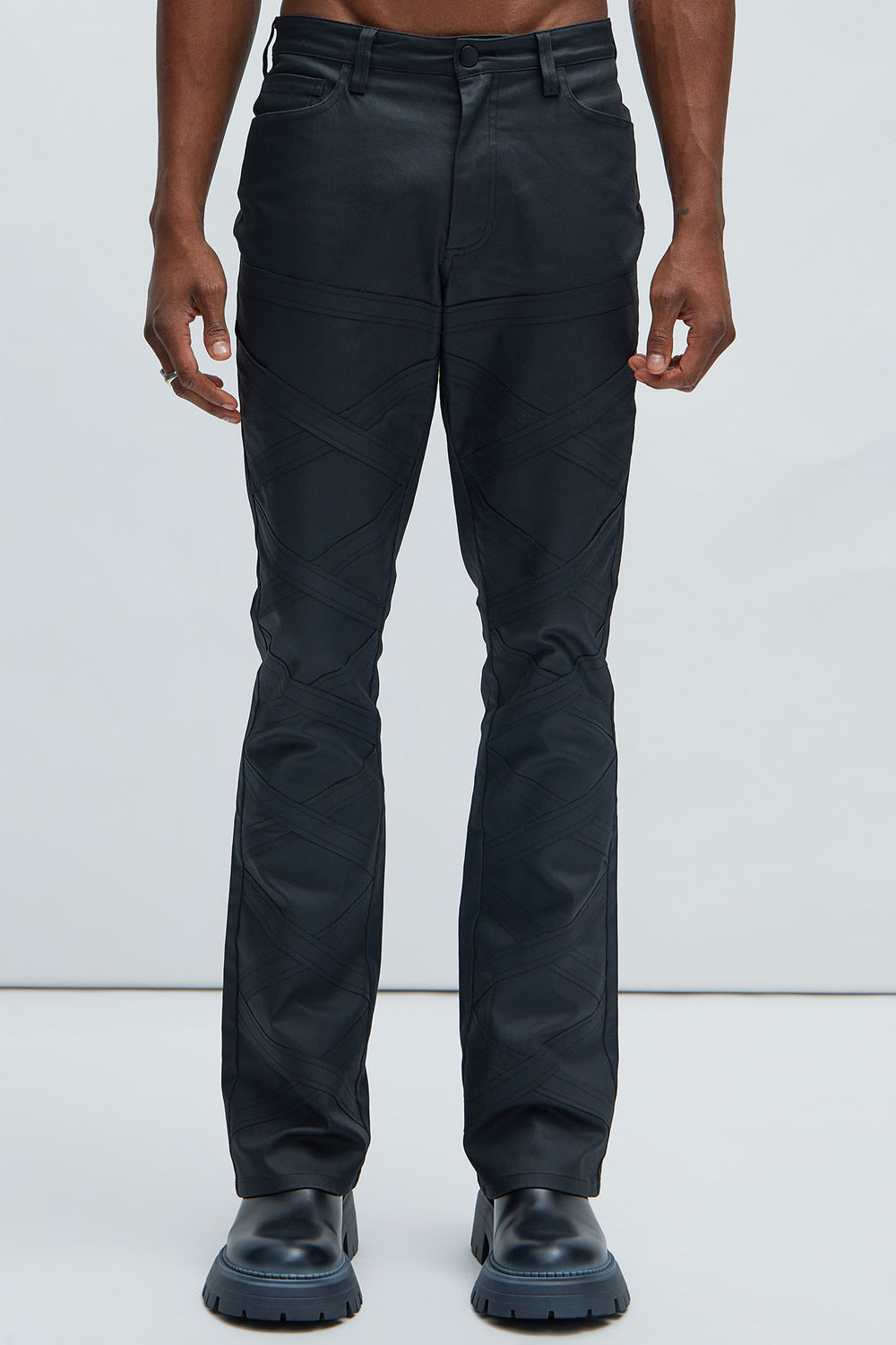 NovaMen LLoyd Waxed Stacked Slim Flare Jeans