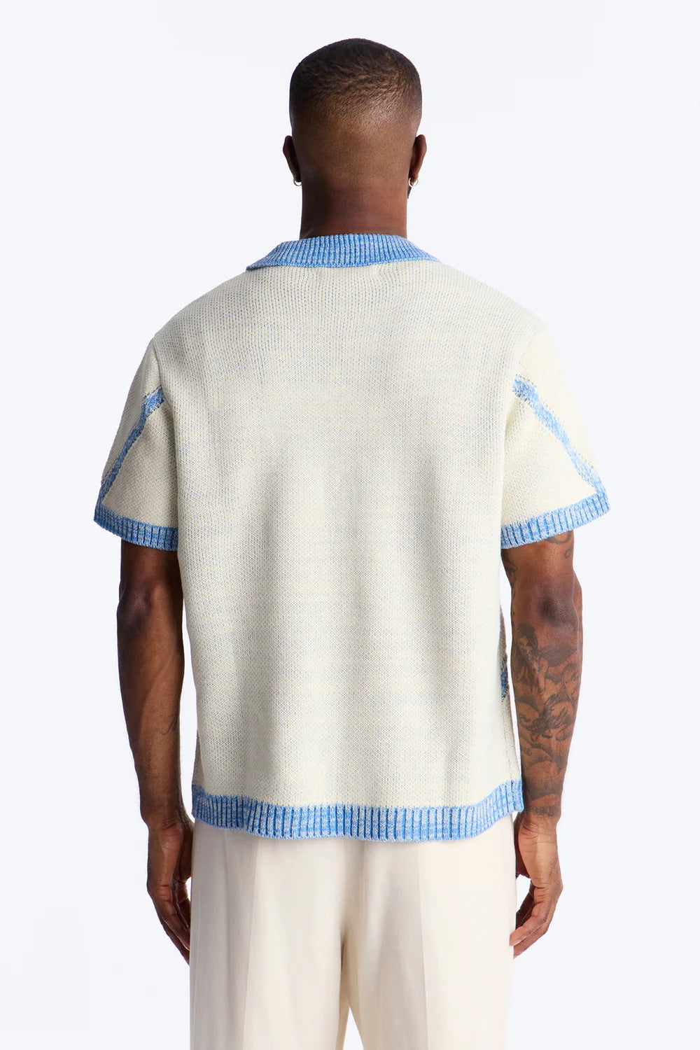 NovaMen Classic Argyle Knit Polo - Cream