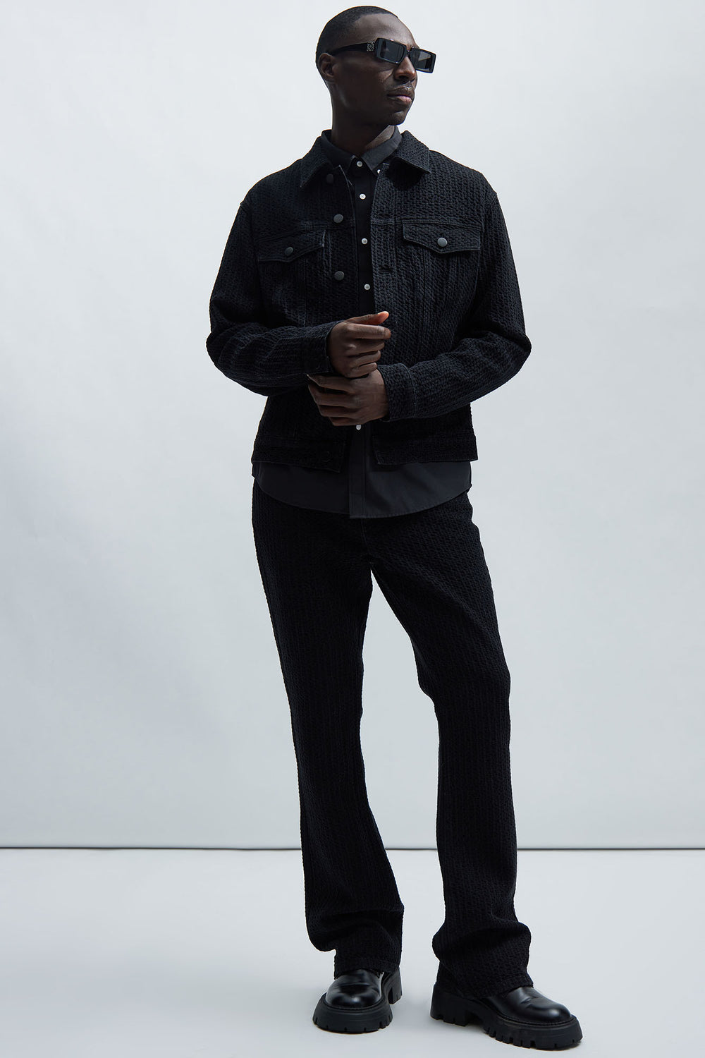 NovaMen Warsaw Stacked Slim Flare Jeans - Black