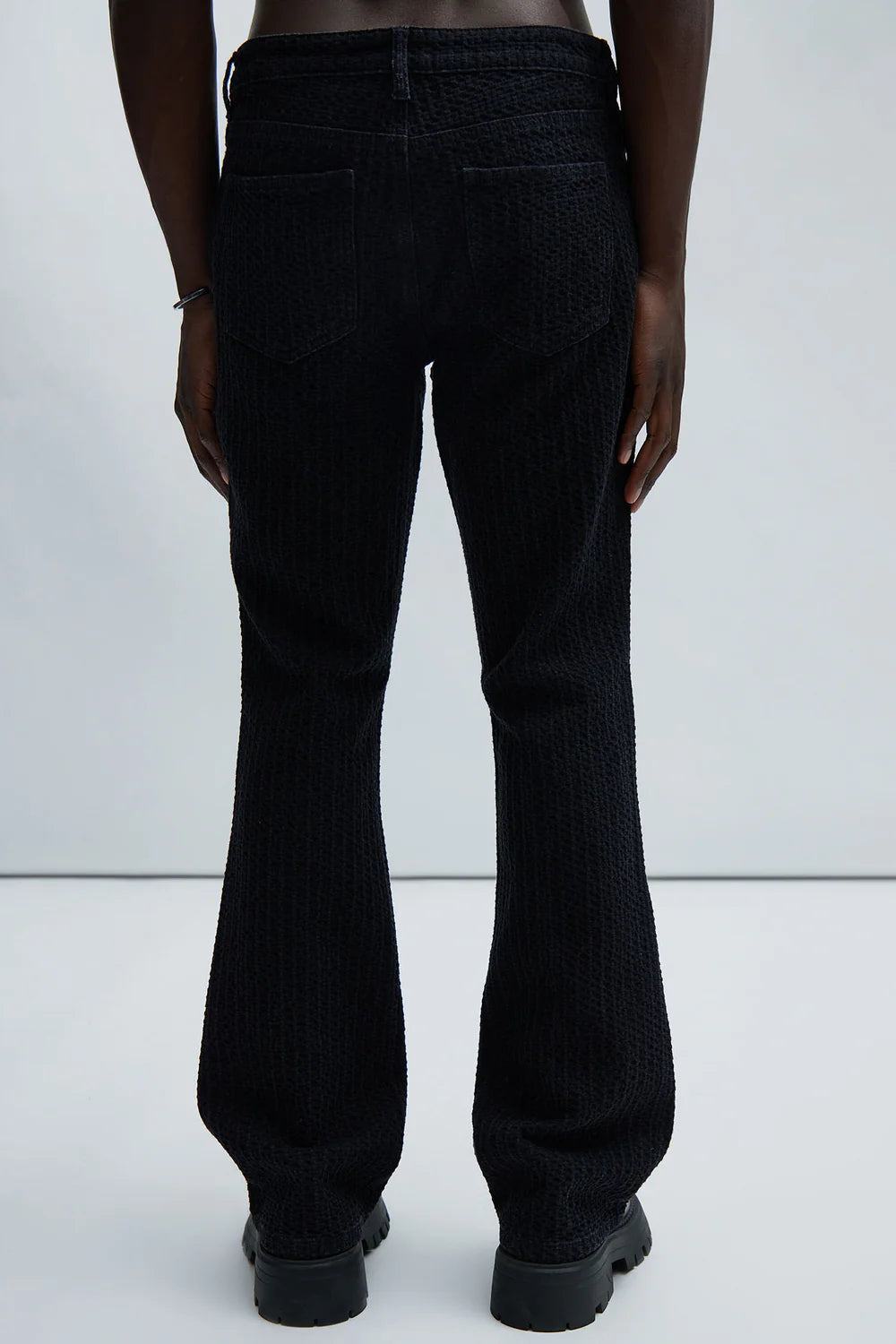 NovaMen Warsaw Stacked Slim Flare Jeans - Black