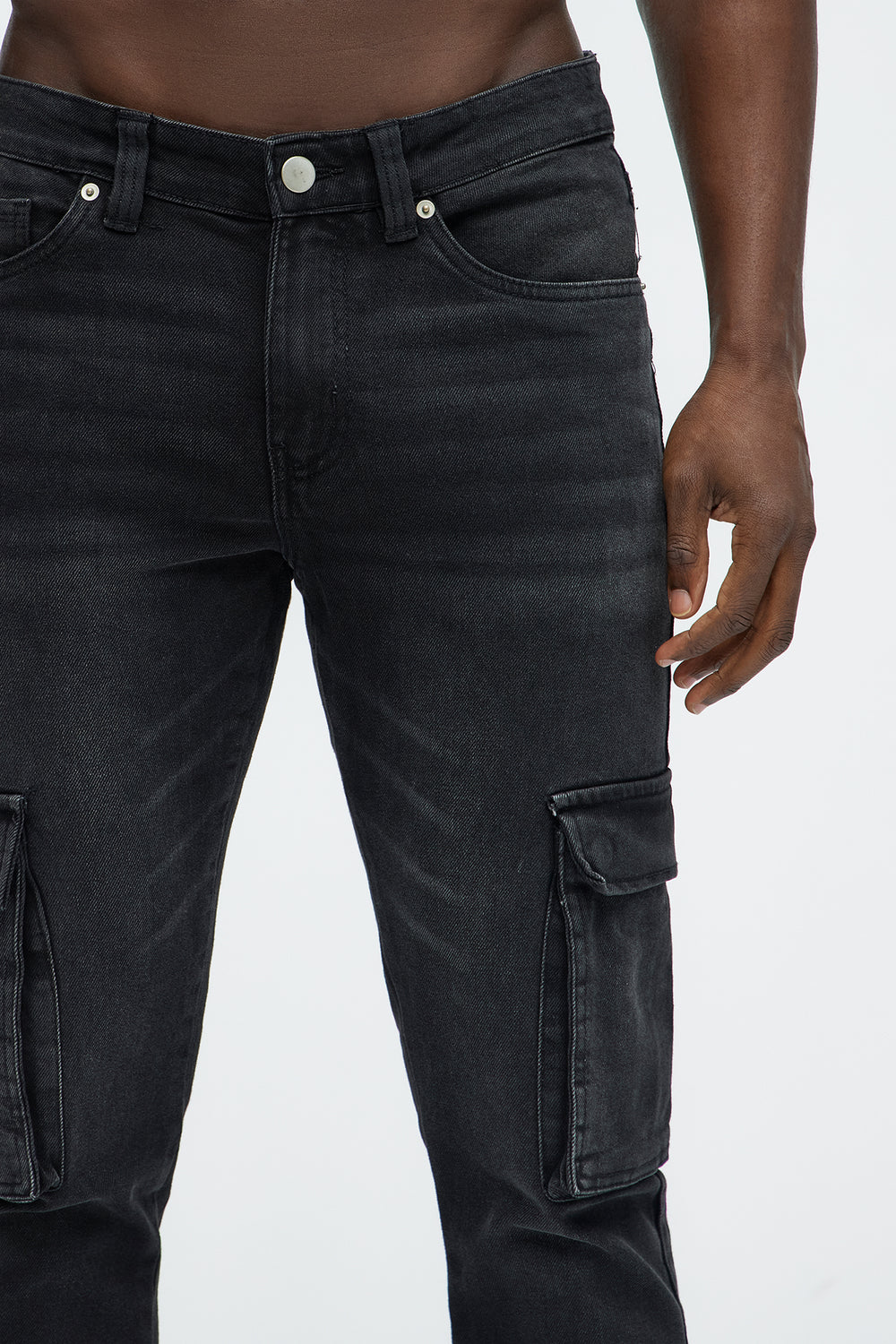 NovaMenClassic Slim Cargo Jeans - Black