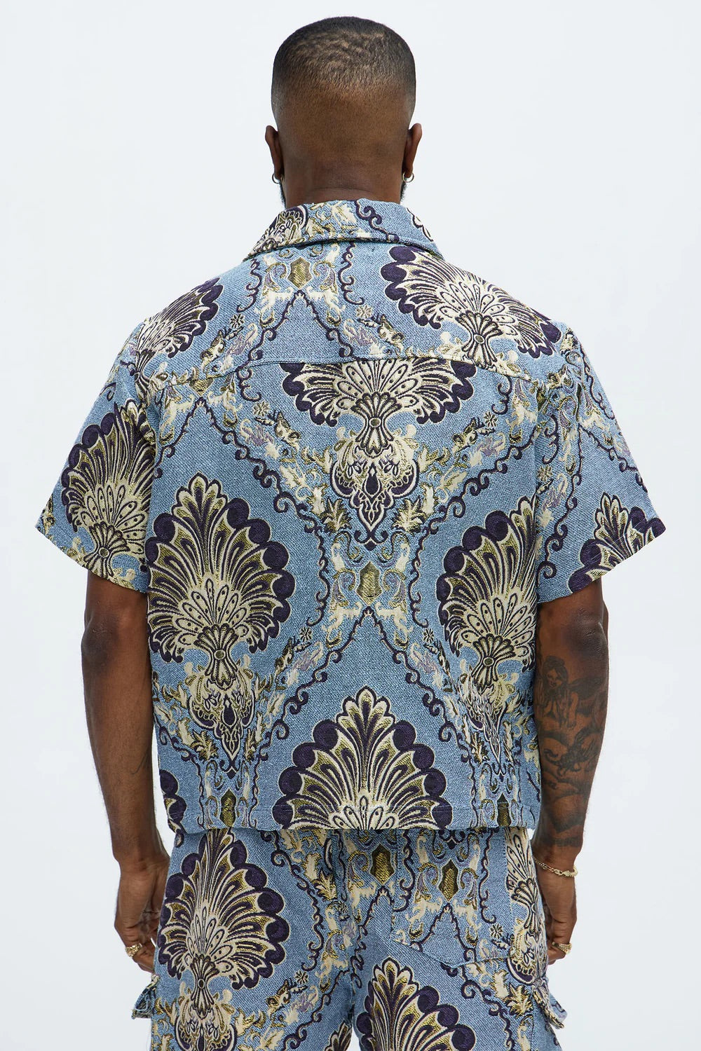 NovaMen Highland Tapestry Short Sleeve Button Up Shirt