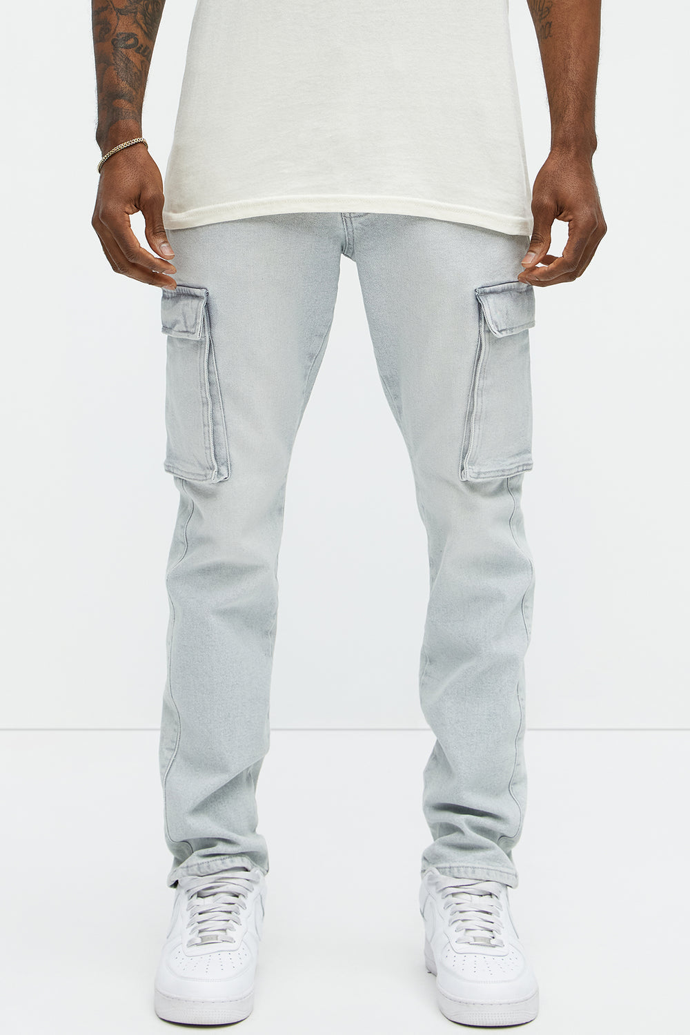 NovaMen Classic Slim Cargo Jeans - Grey/Blue
