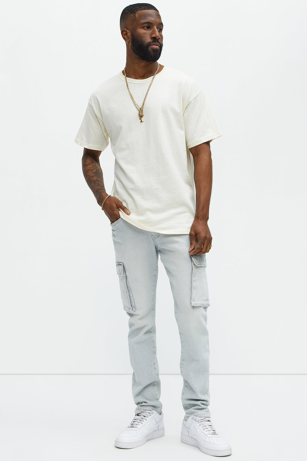 NovaMen Classic Slim Cargo Jeans - Grey/Blue