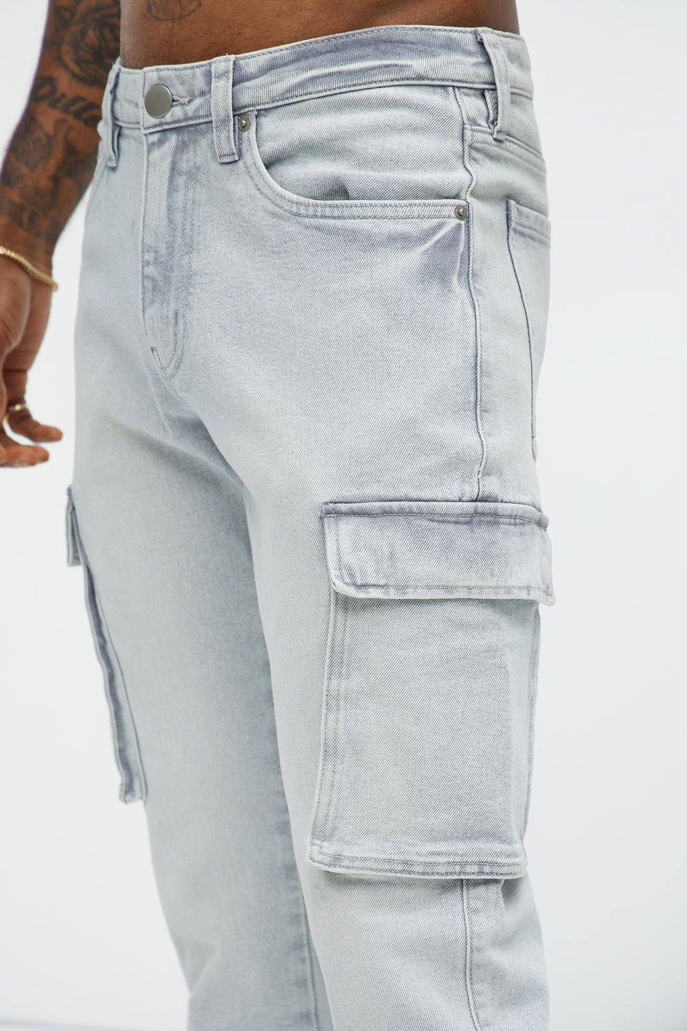 NovaMen Classic Slim Cargo Jeans - Grey/Blue