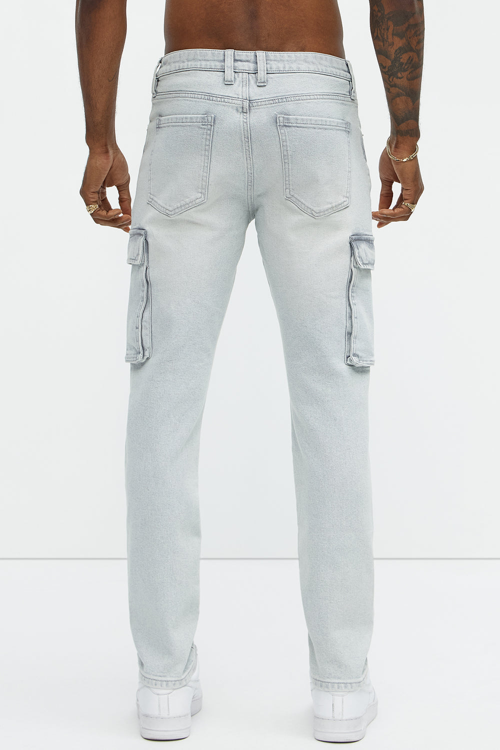 NovaMen Classic Slim Cargo Jeans - Grey/Blue