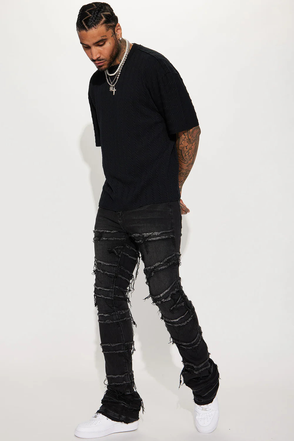 NovaMen About Fray Stacked Skinny Flare Jeans
