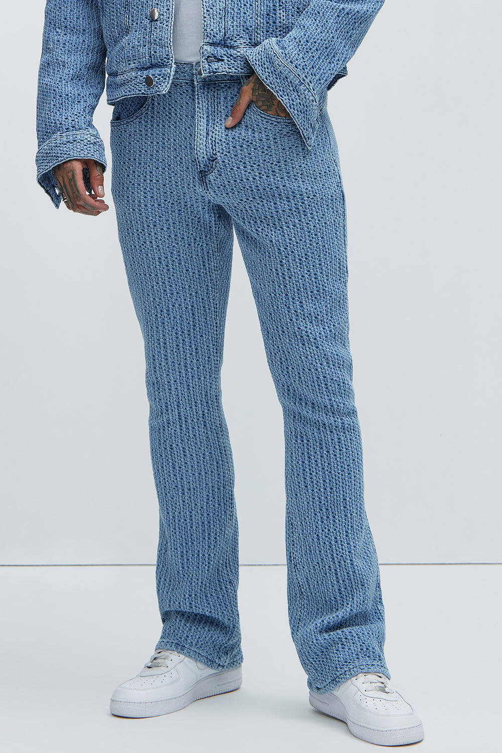 NovaMen Warsaw Stacked Slim Flare Jeans - Light Blue
