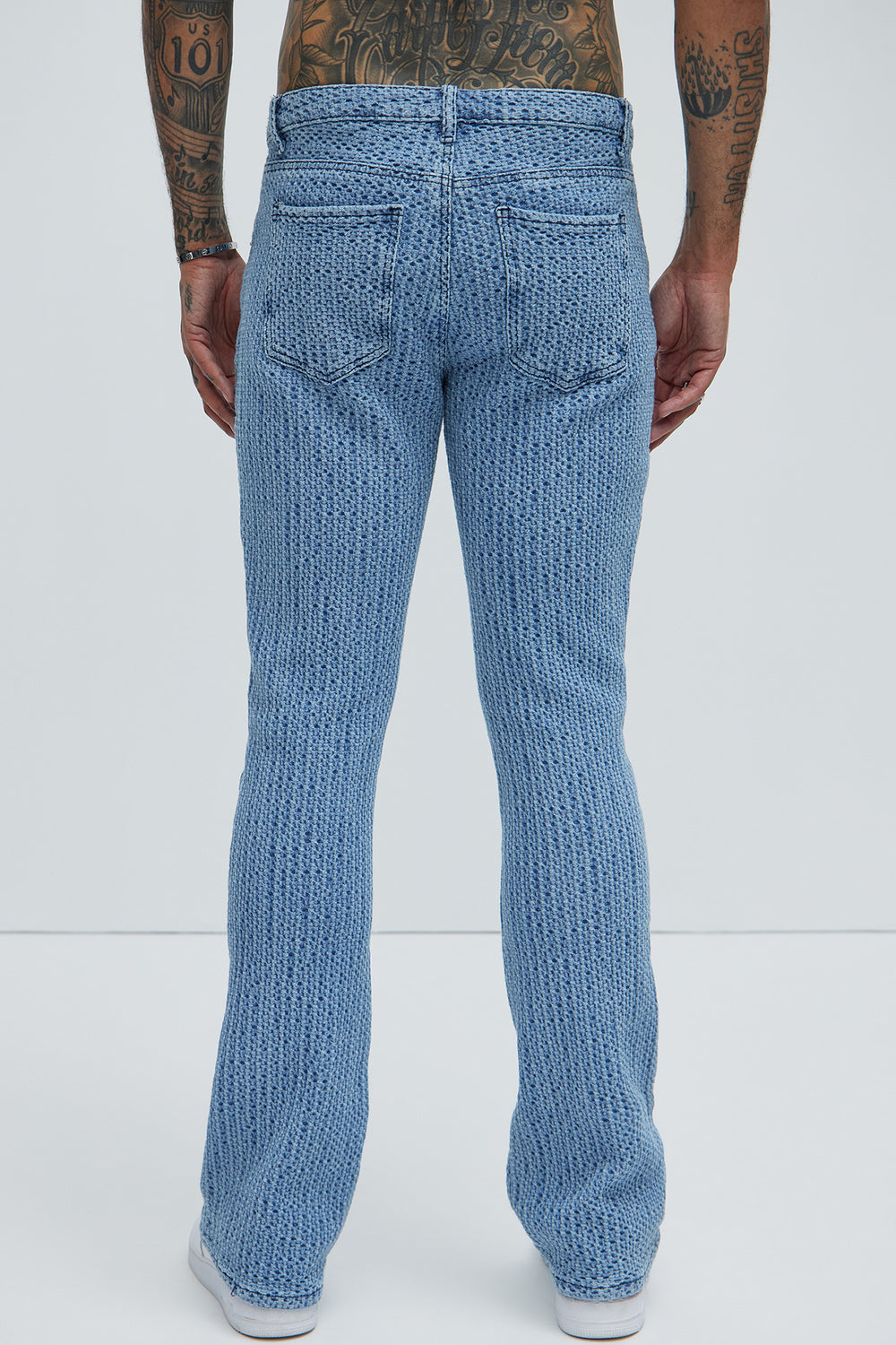 NovaMen Warsaw Stacked Slim Flare Jeans - Light Blue