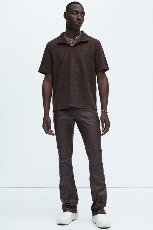 NovaMen Ethel Textured Knit Johnny Collar Shirt