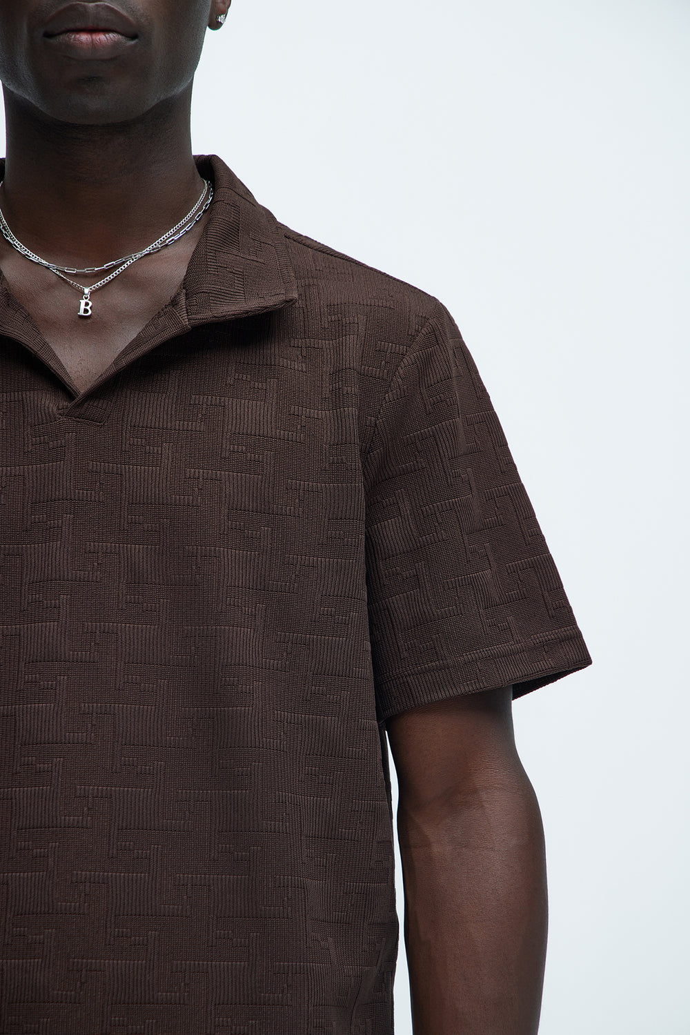 NovaMen Ethel Textured Knit Johnny Collar Shirt