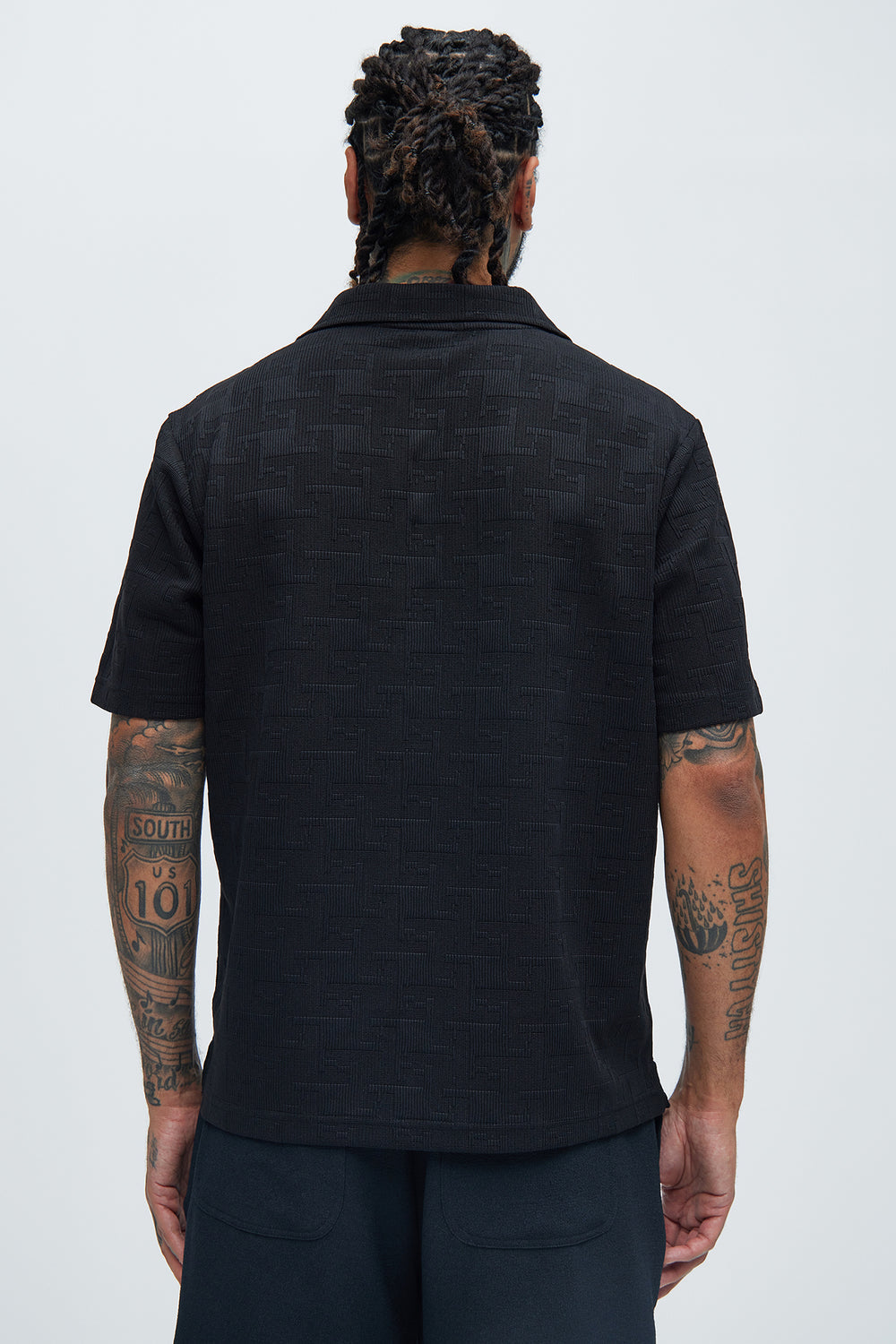 NovaMen Ethel Textured Knit Johnny Collar Shirt