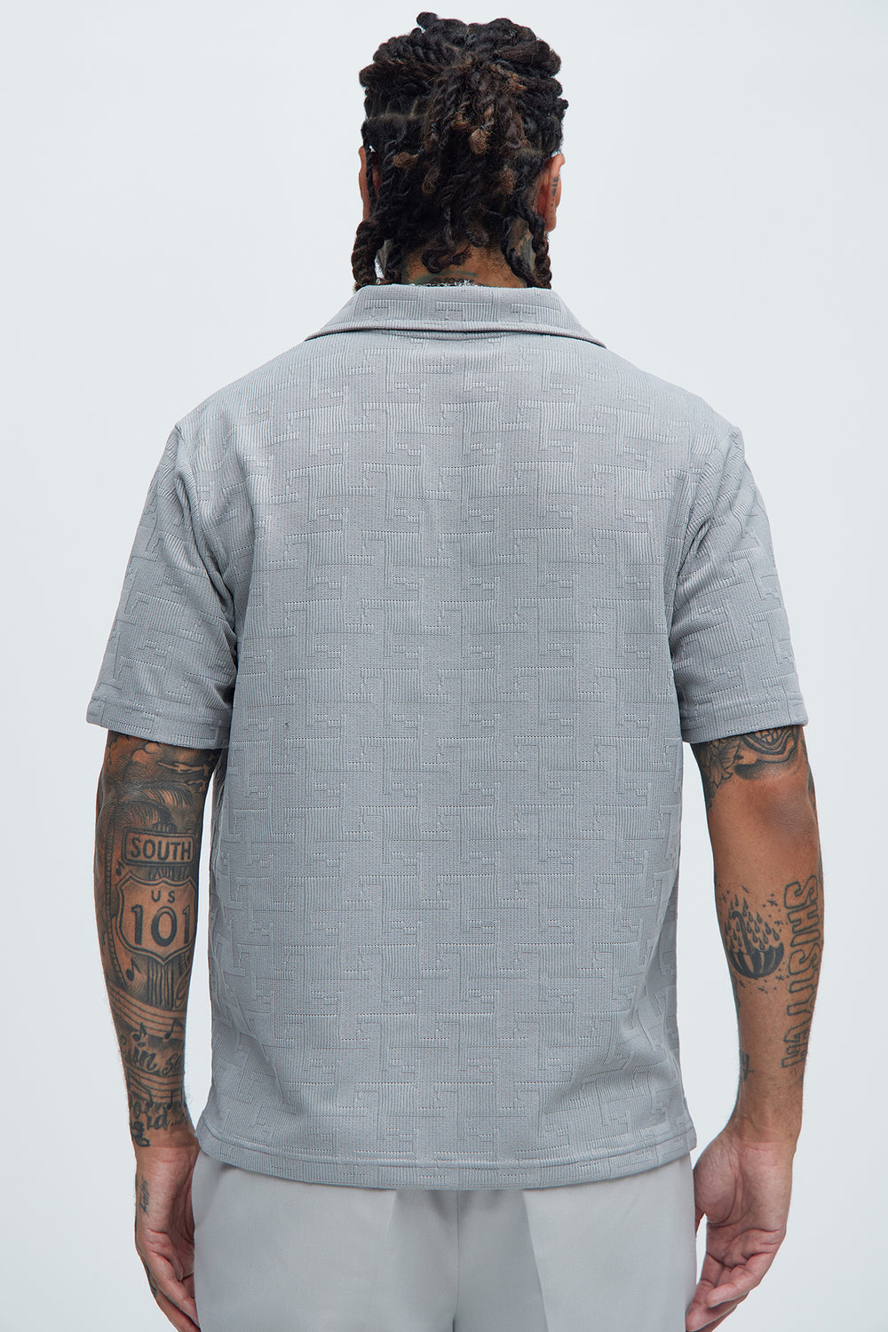 NovaMen Ethel Textured Knit Johnny Collar Shirt