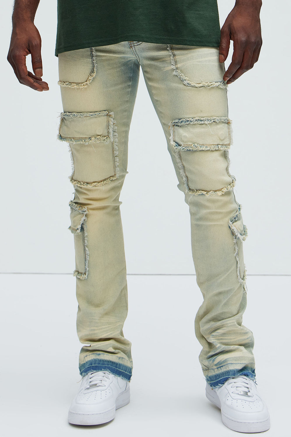 NovaMen Can I Cargo Stacked Skinny Flare Jeans