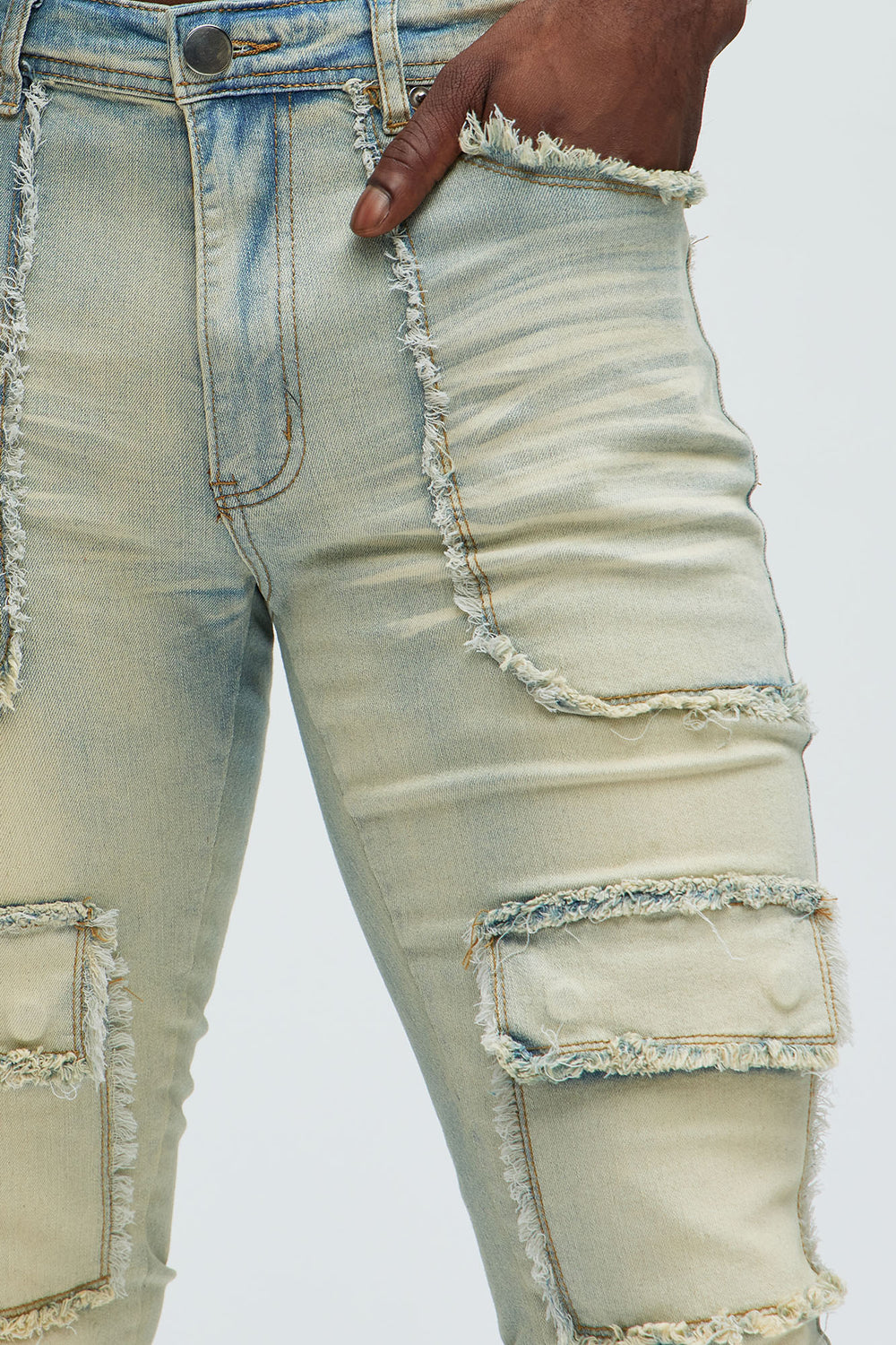 NovaMen Can I Cargo Stacked Skinny Flare Jeans