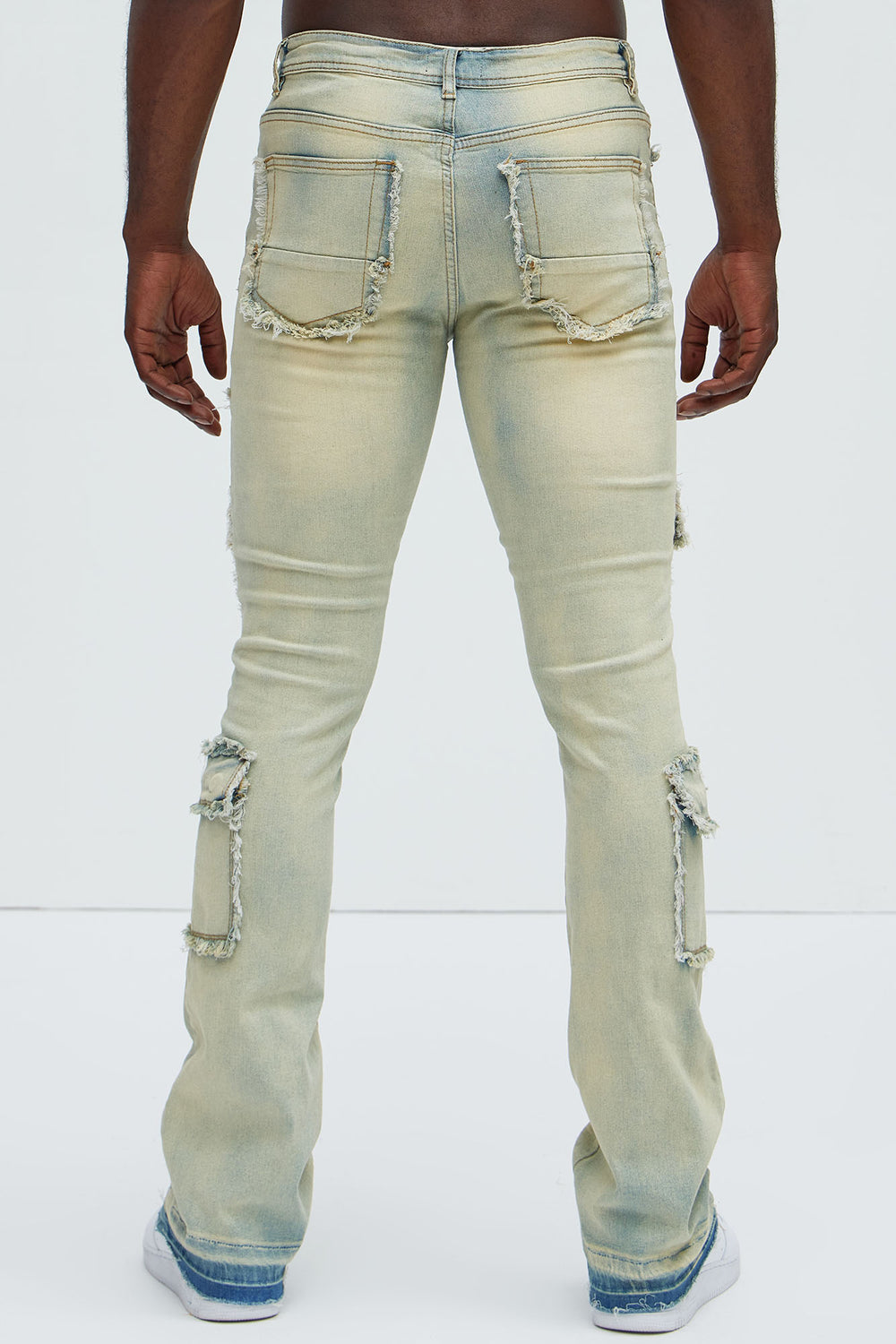 NovaMen Can I Cargo Stacked Skinny Flare Jeans