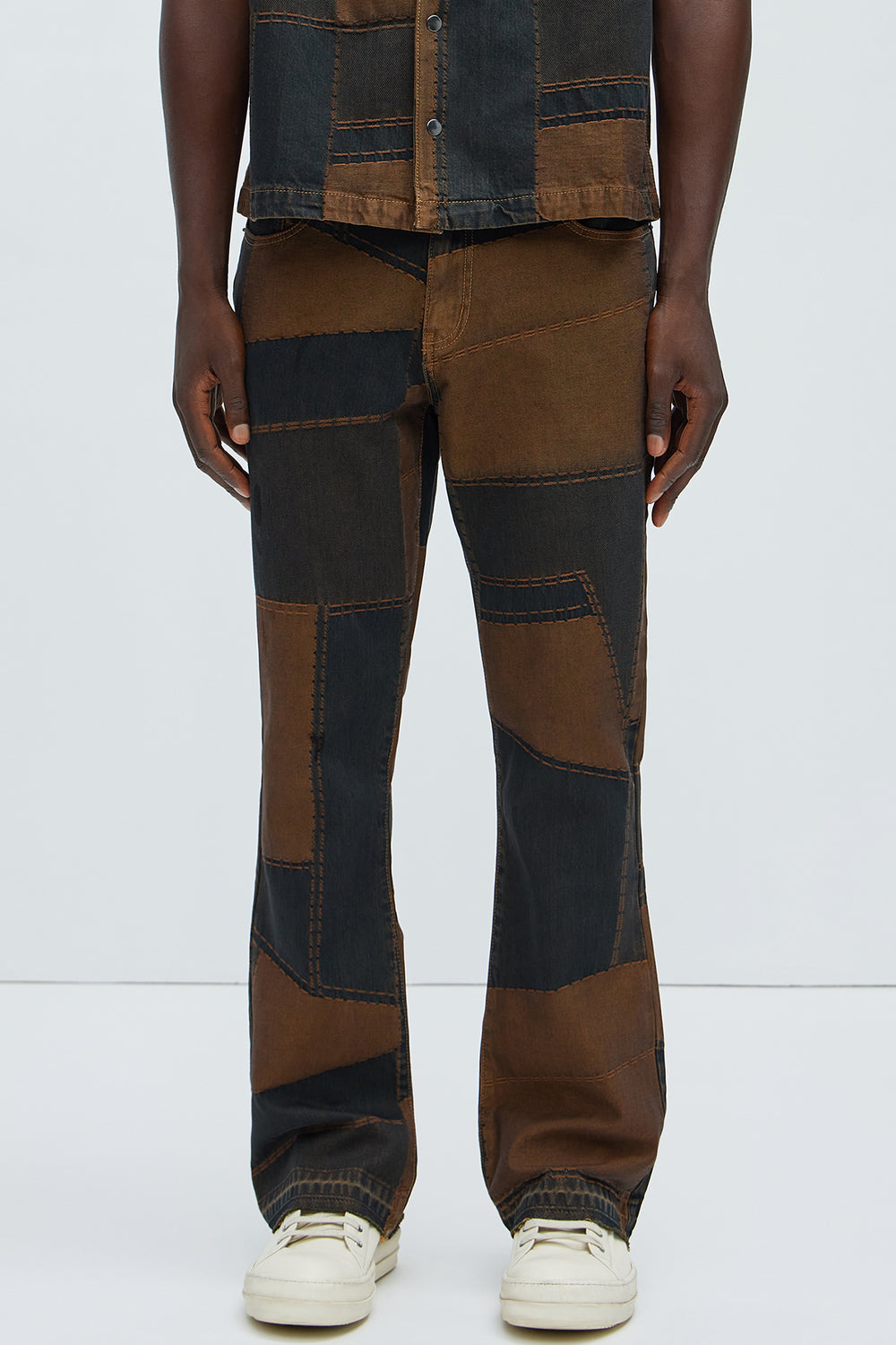 NovaMen Verdugo Stacked Slim Flare Jeans - Brown