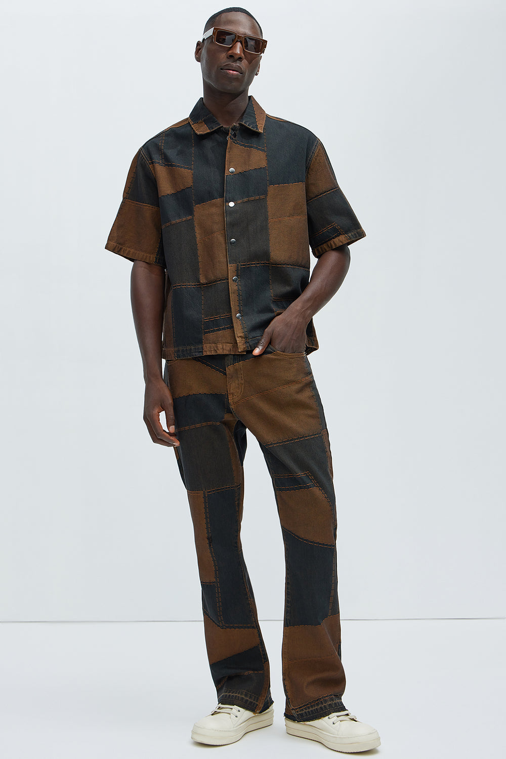 NovaMen Verdugo Stacked Slim Flare Jeans - Brown