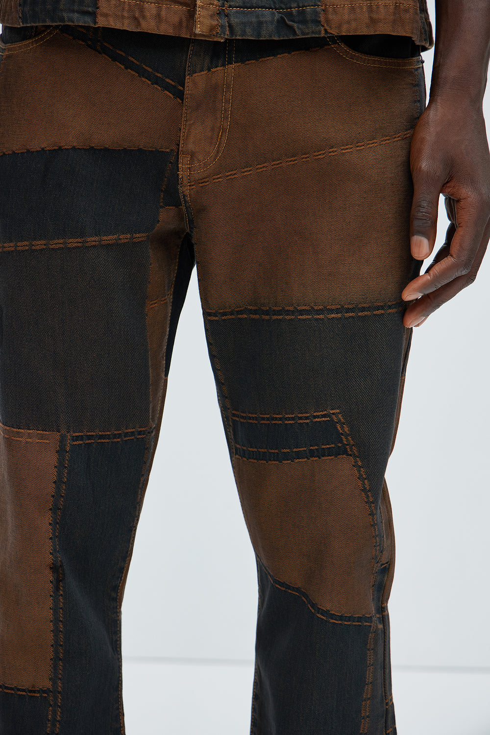 NovaMen Verdugo Stacked Slim Flare Jeans - Brown