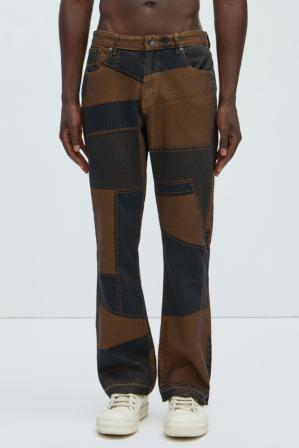 NovaMen Verdugo Stacked Slim Flare Jeans - Brown