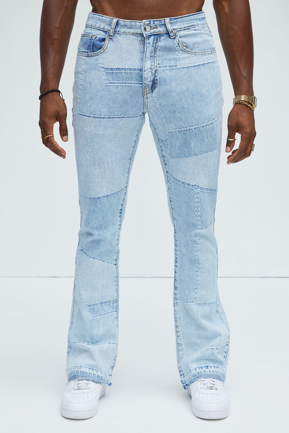 NovaMen Verdugo Stacked Slim Flare Jeans - Light Blue Wash
