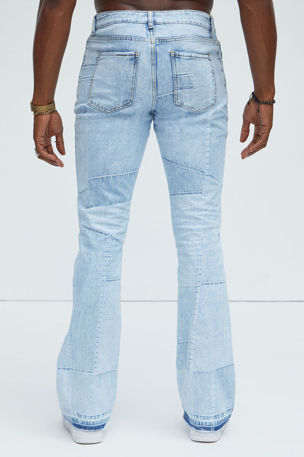 NovaMen Verdugo Stacked Slim Flare Jeans - Light Blue Wash