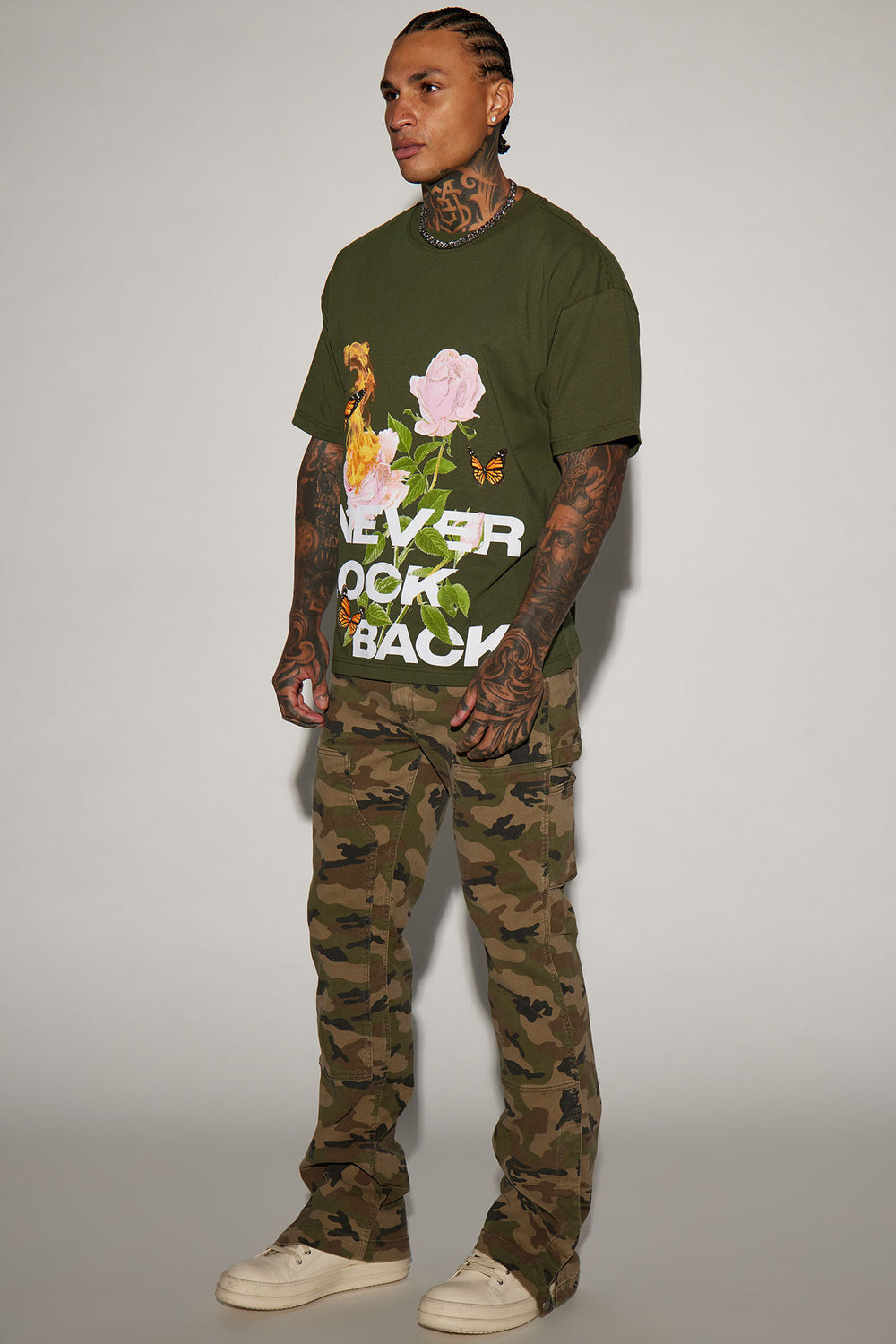 NovaMen Easy Camo Slim Carpenter Flare Pants - Camouflage