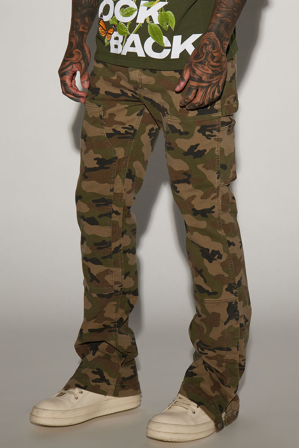 NovaMen Easy Camo Slim Carpenter Flare Pants - Camouflage