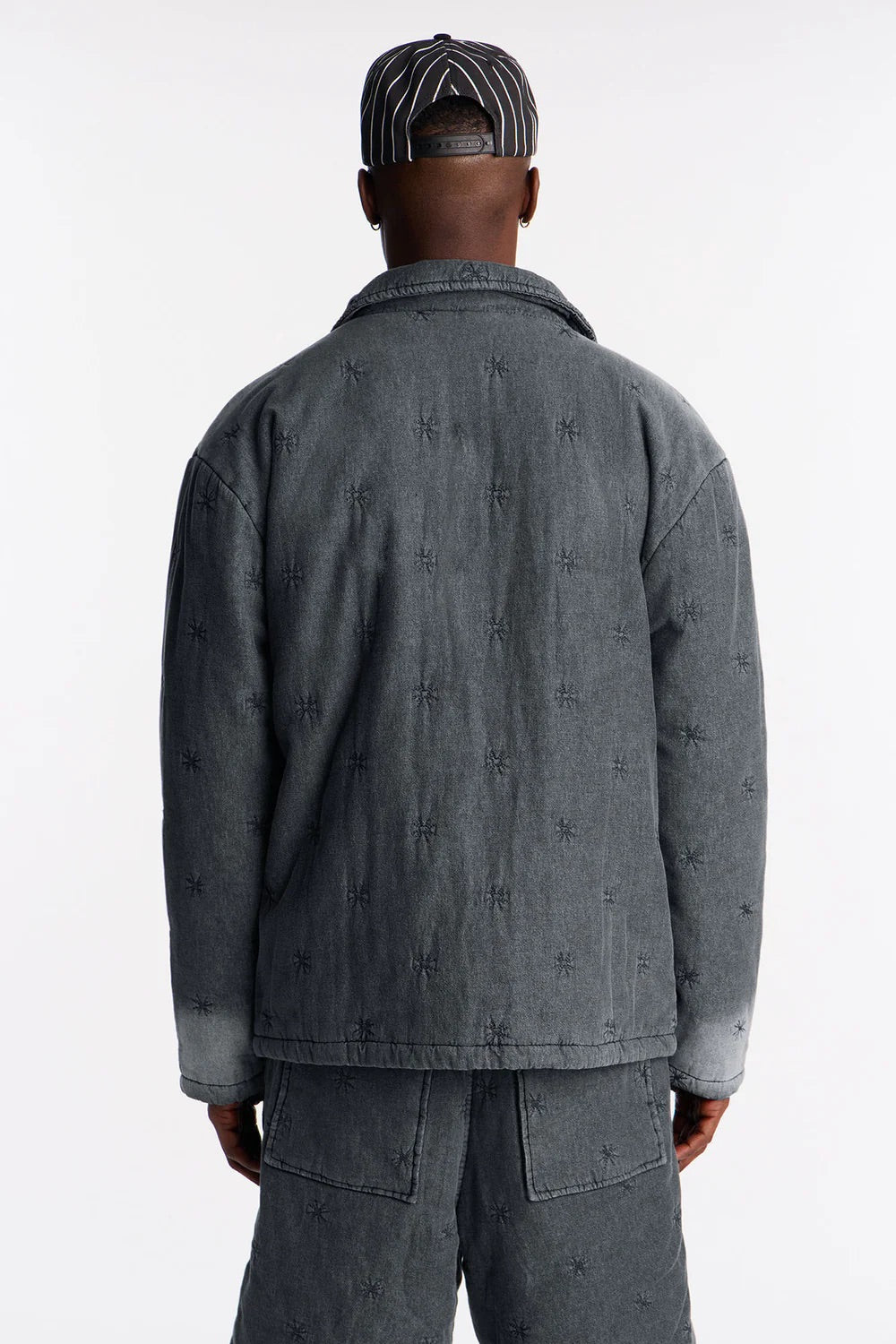 NovaMen Oversized Elias Padded Denim Jacket - Grey