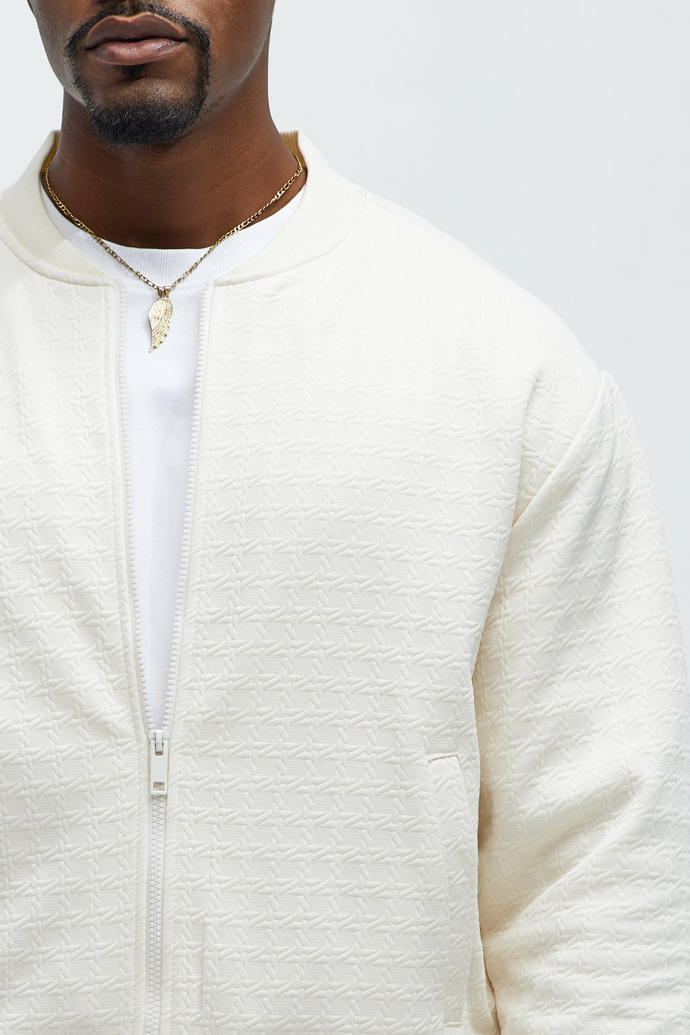 NovaMen Buck Textured Bomber Jacket - Off White