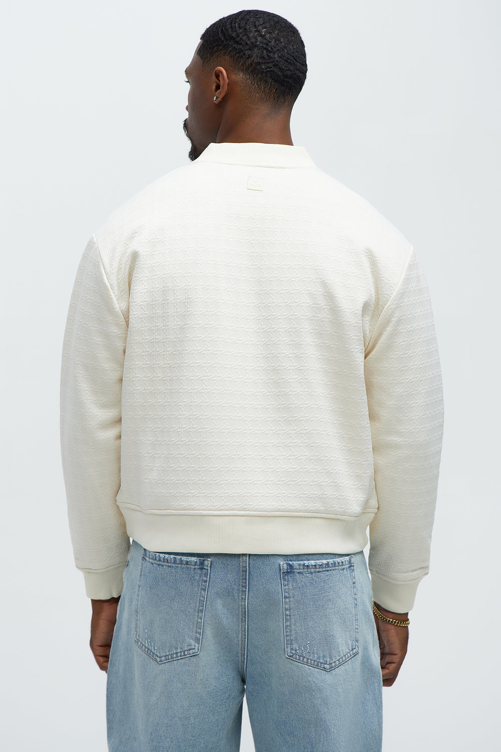 NovaMen Buck Textured Bomber Jacket - Off White