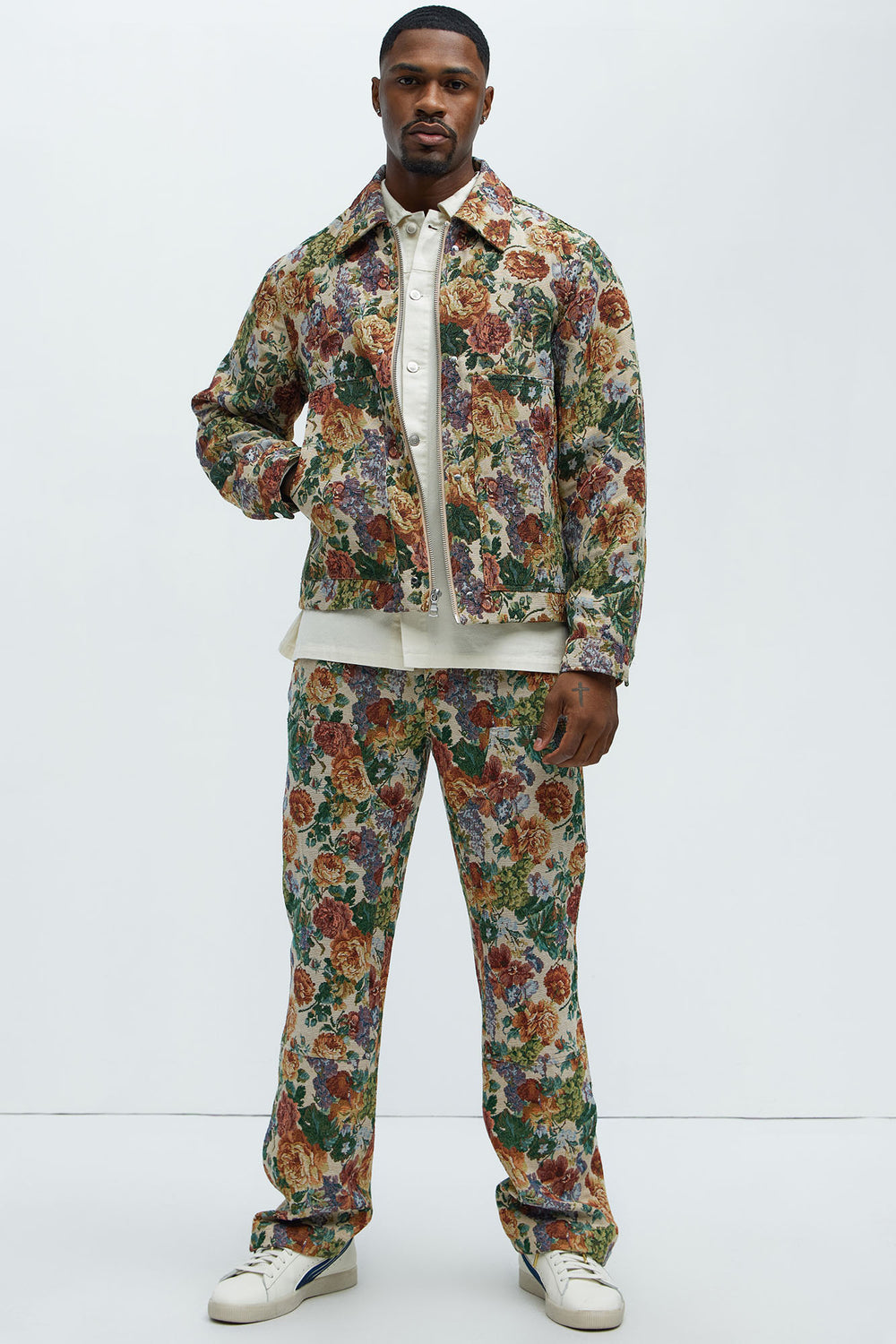 NovaMen Bellevue Floral Tapestry Work Jacket - Green