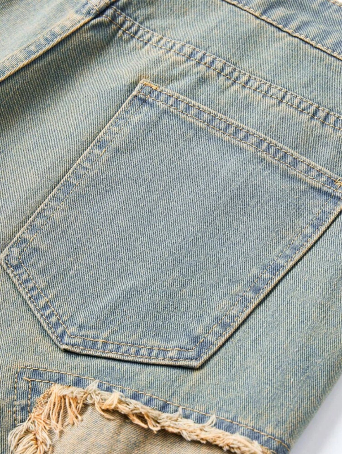 ROMWE Men’s Raw Trim Star Denim Shorts