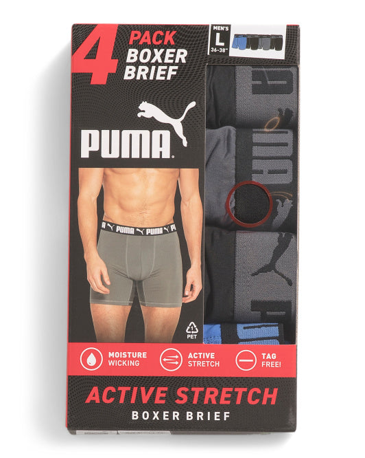 Puma Men's 4pk Active Stretch Boxer Briefs