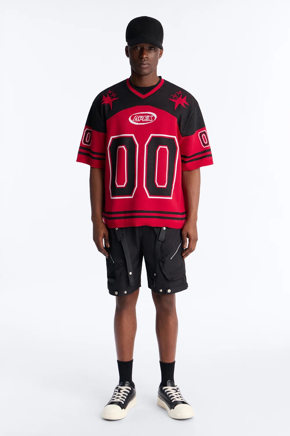 NovaMen Short Sleeve Graphic Jersey Sweater - Red/Black