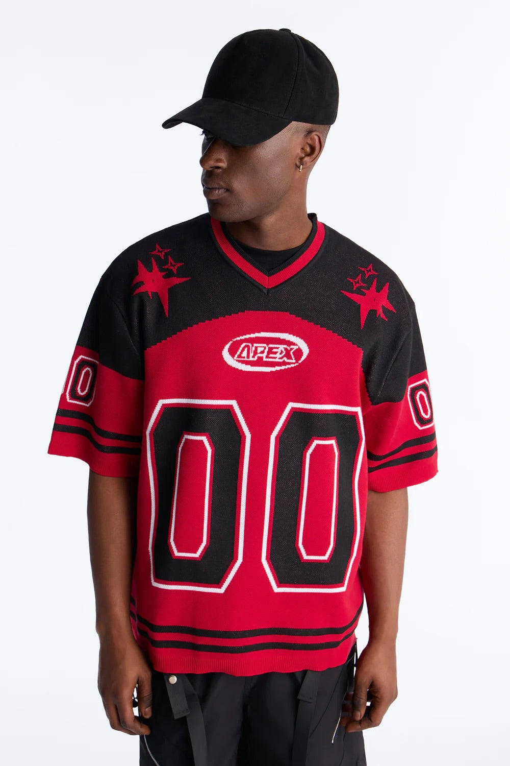 NovaMen Short Sleeve Graphic Jersey Sweater - Red/Black