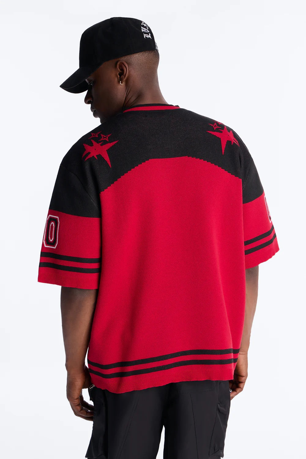 NovaMen Short Sleeve Graphic Jersey Sweater - Red/Black