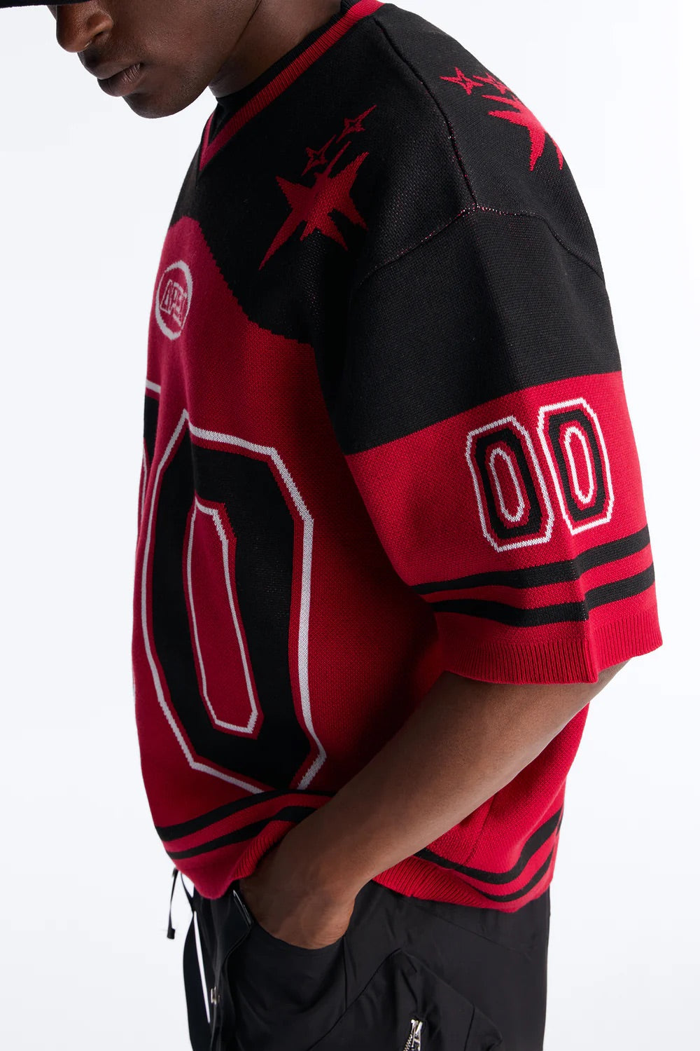 NovaMen Short Sleeve Graphic Jersey Sweater - Red/Black