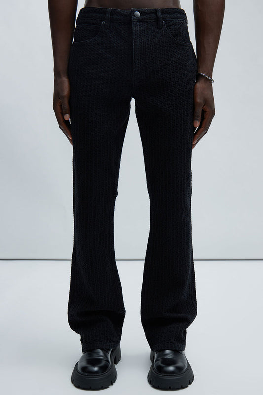 NovaMen Warsaw Stacked Slim Flare Jeans - Black