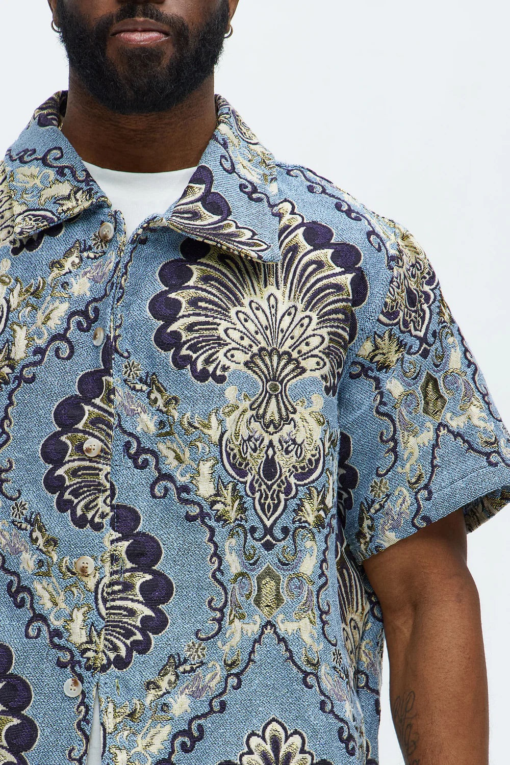 NovaMen Highland Tapestry Short Sleeve Button Up Shirt