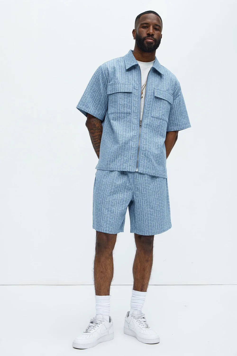 NovaMen Fallon Jacquard Zip Shirt