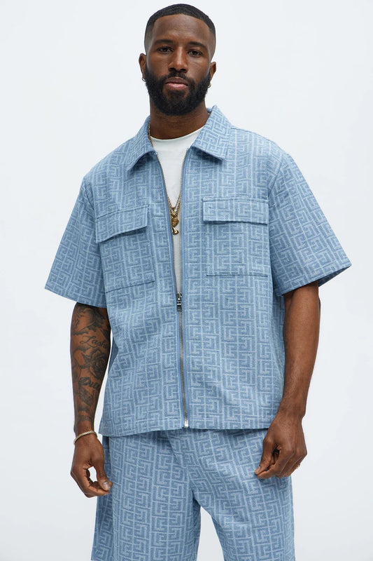 NovaMen Fallon Jacquard Zip Shirt