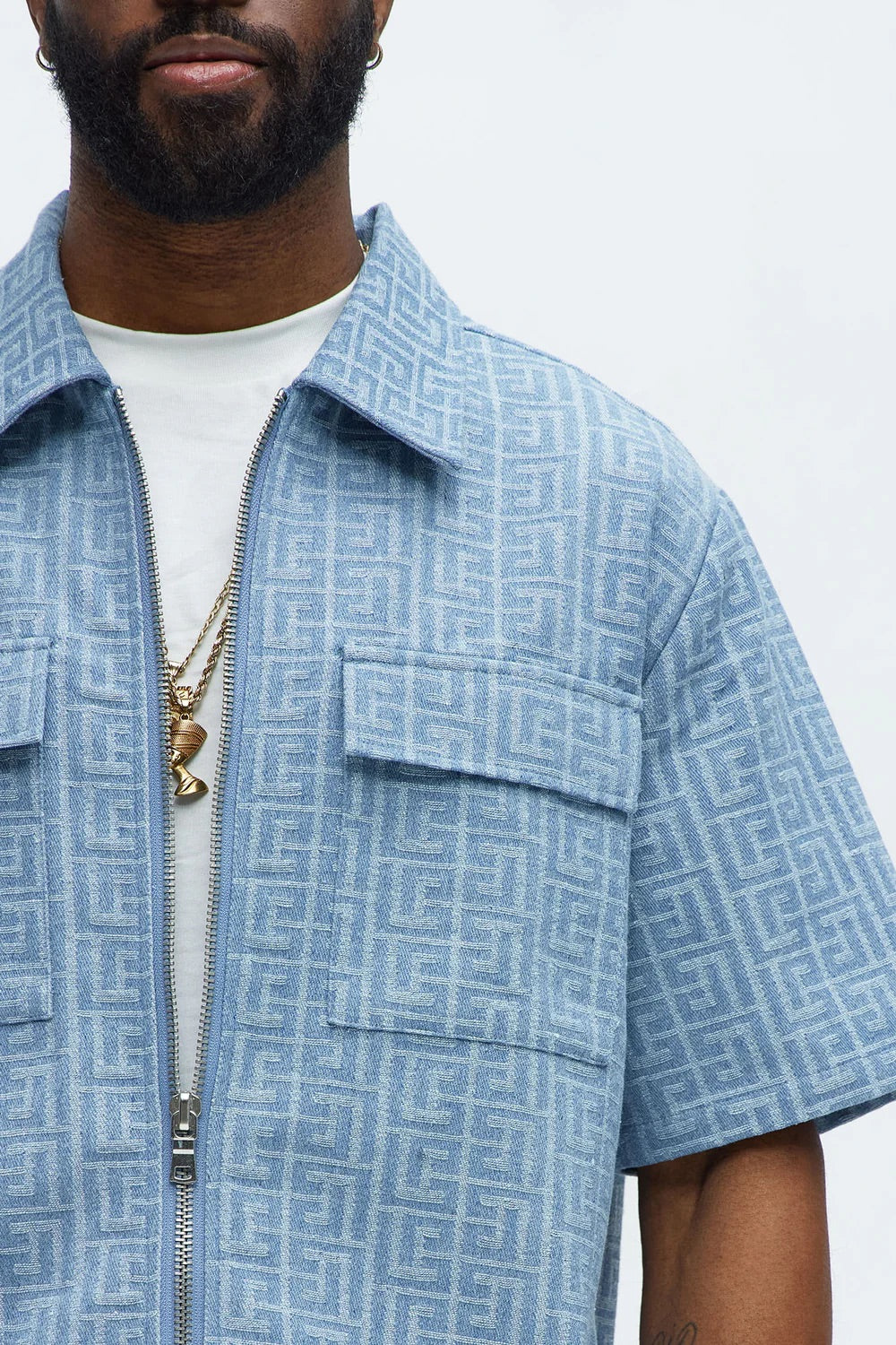 NovaMen Fallon Jacquard Zip Shirt