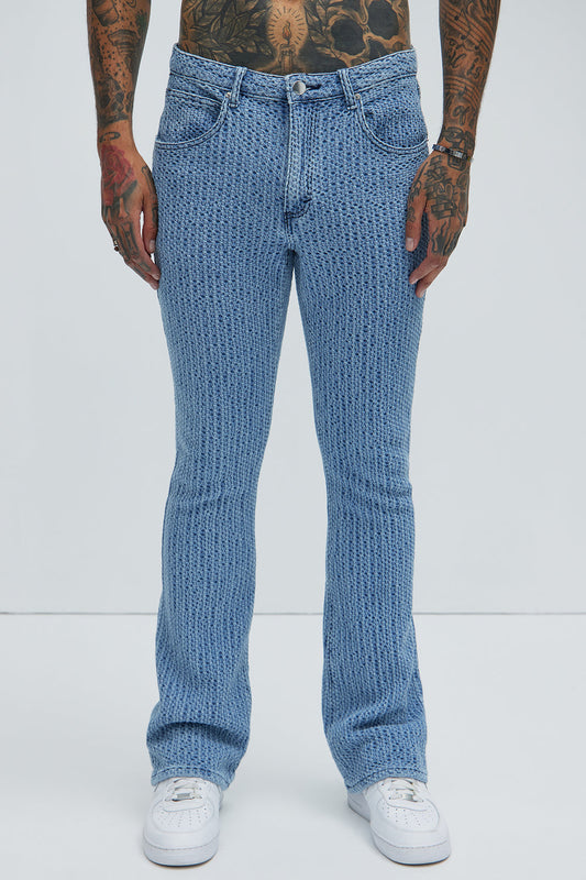 NovaMen Warsaw Stacked Slim Flare Jeans - Light Blue