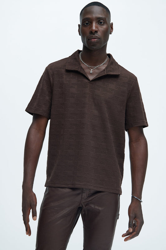 NovaMen Ethel Textured Knit Johnny Collar Shirt