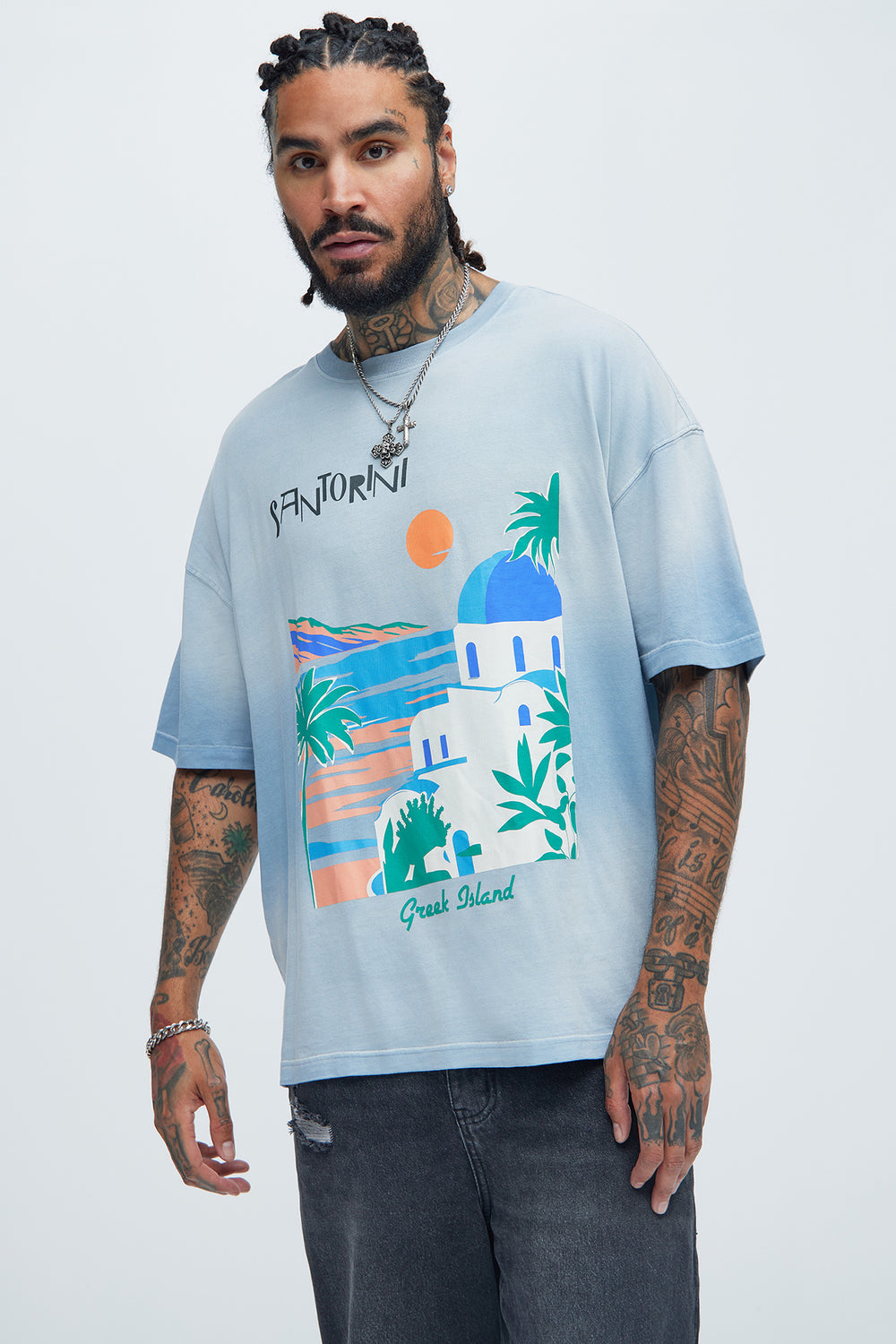 NovaMen Santorini Oversize Short Sleeve Tee - Light Blue