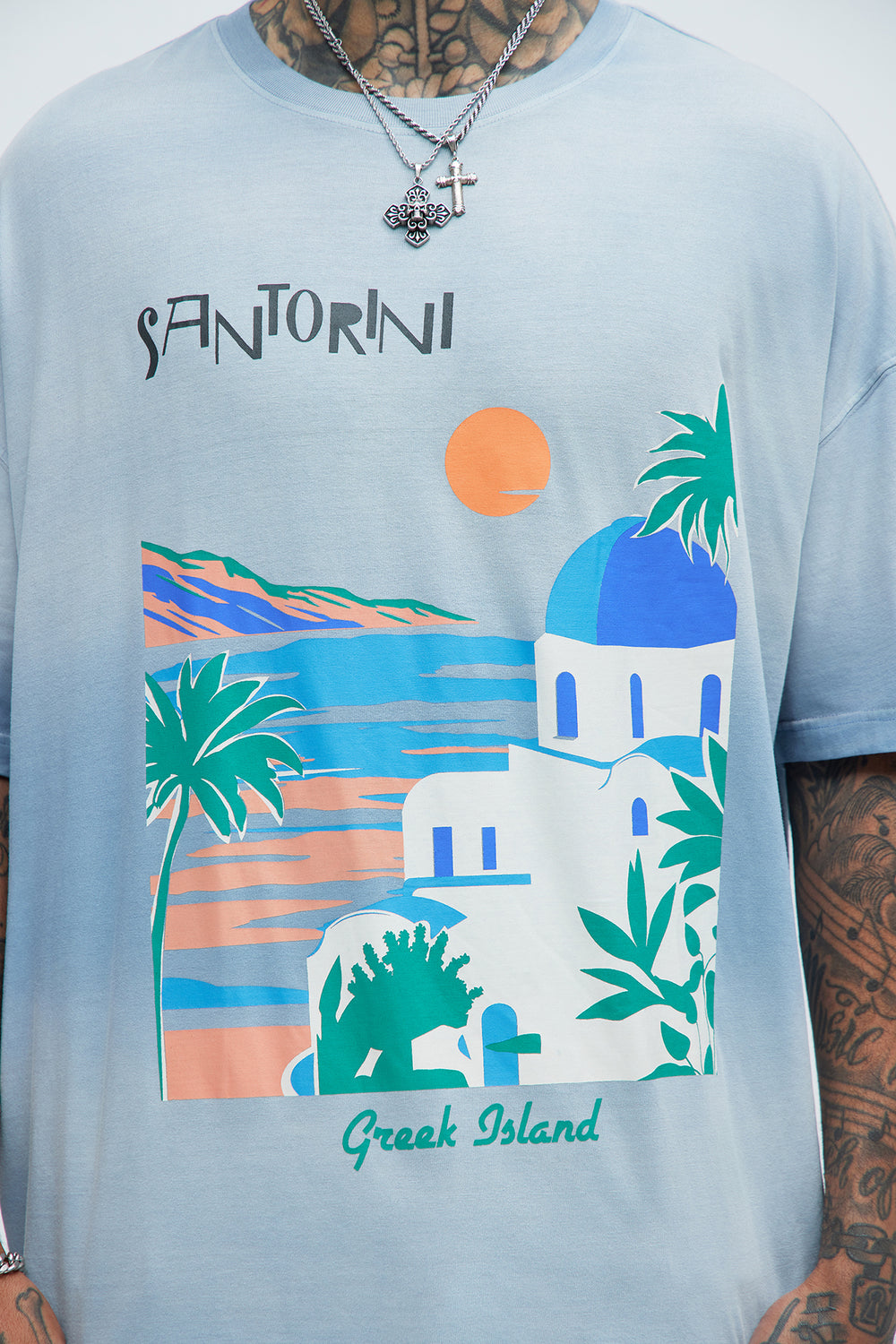 NovaMen Santorini Oversize Short Sleeve Tee - Light Blue