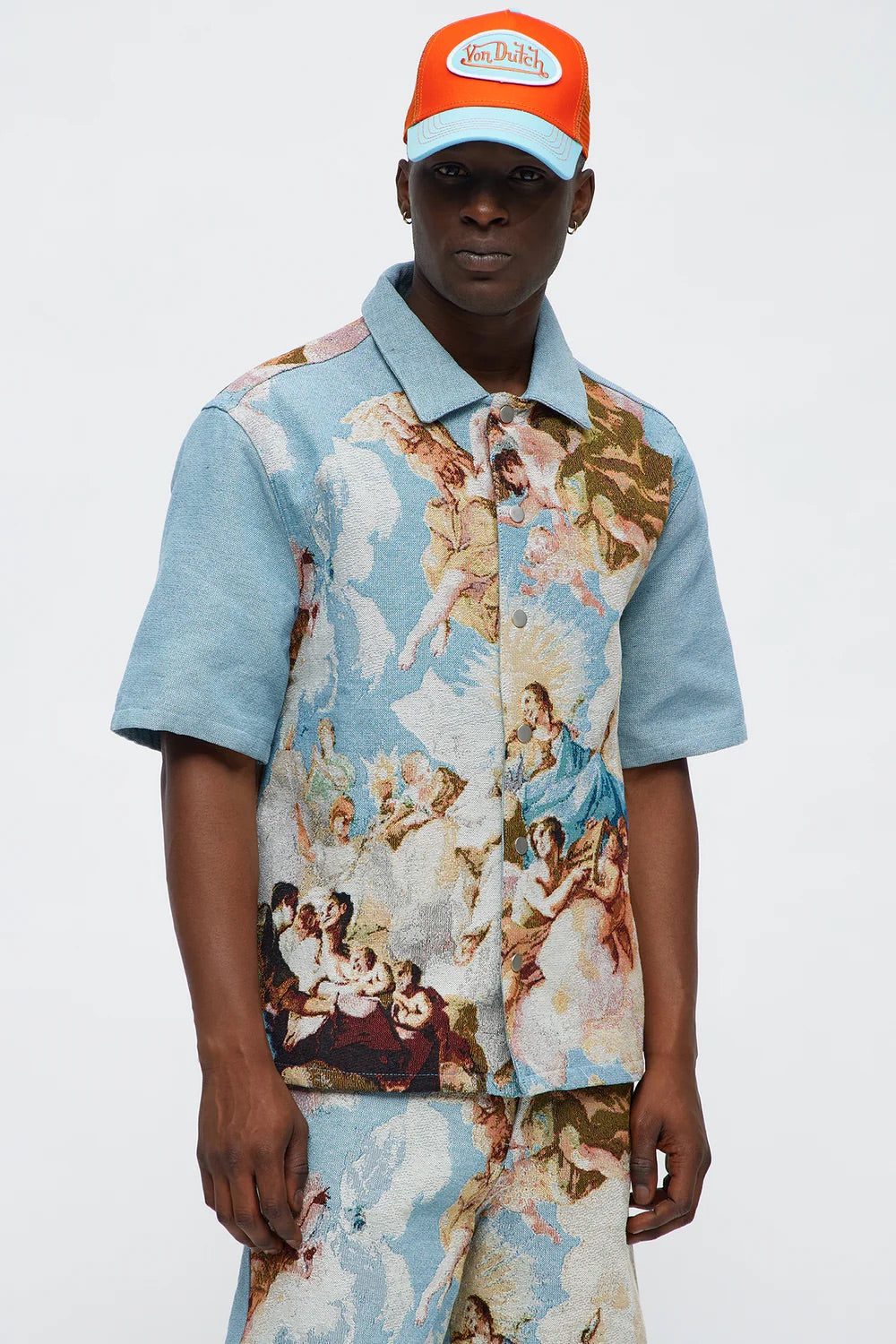 NovaMen Angels Tapestry Button Up Shirt