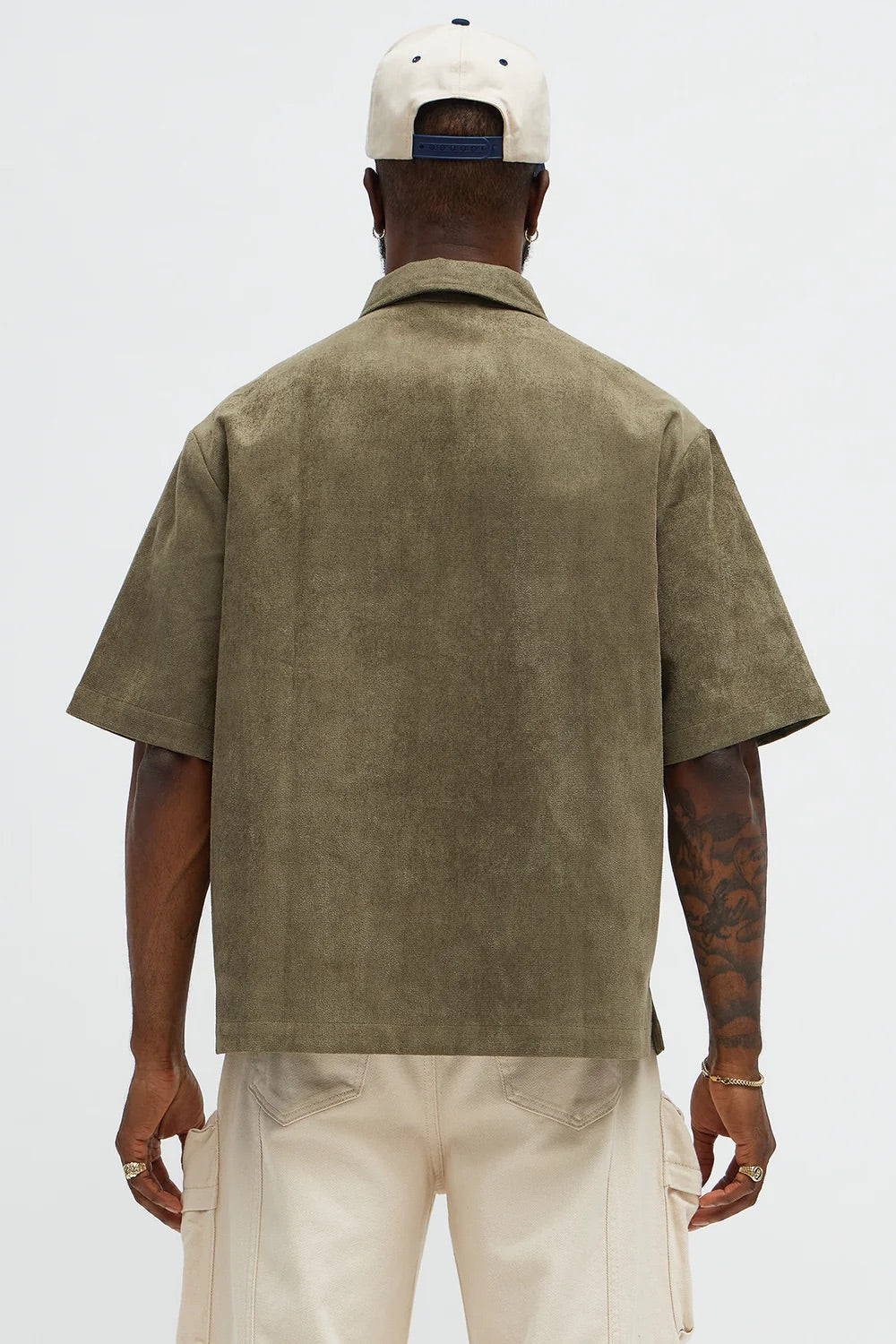 NovaMen Relaxed Brushed Double Pocket Button Up Shirt - Olive